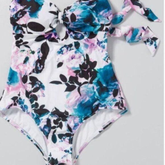 Modcloth Floral Bathing Suit Swim New One Piece - Picture 4 of 4